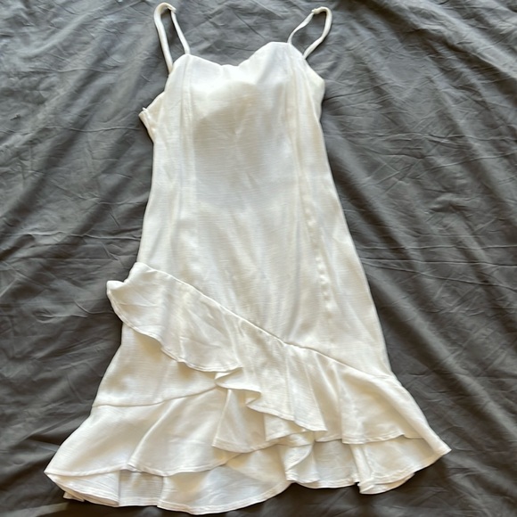 #7 BLUE RAIN White Ruffled Mini Dress Size S - Picture 3 of 8